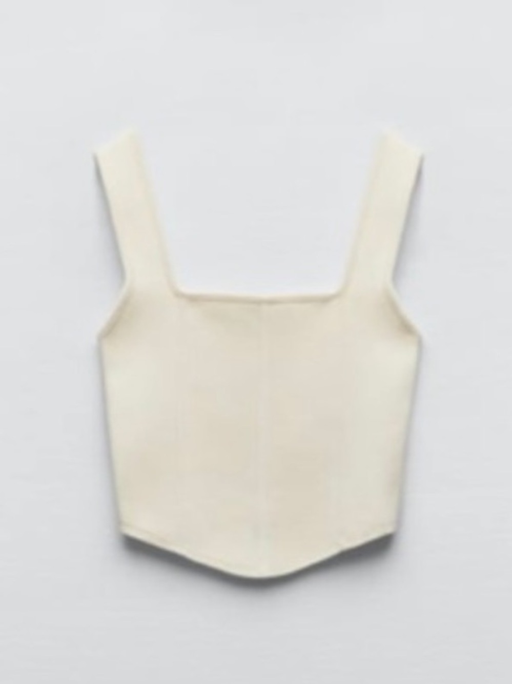 ZARA Ecru Cream Stretch Knit Corset Crop Top Small